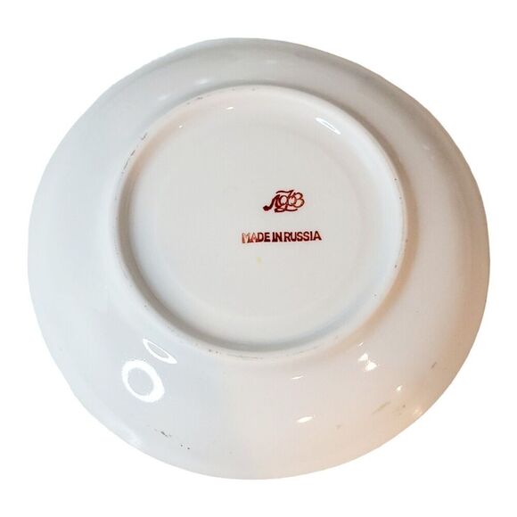 Vintage Set Of 5 Porcelain Lomonosov Cobalt 22k Soviet Blue USSR SAUCERS ONLY - Picture 5 of 5